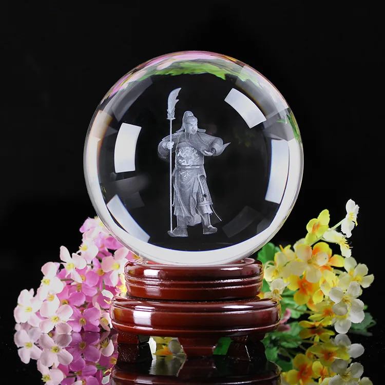 TOP GOOD  2 pieces Talisman-Guanyin Buddha Money Drawing Martial god of wealth guan gong FENG SHUI Figurine 3D Crystal statue view 2