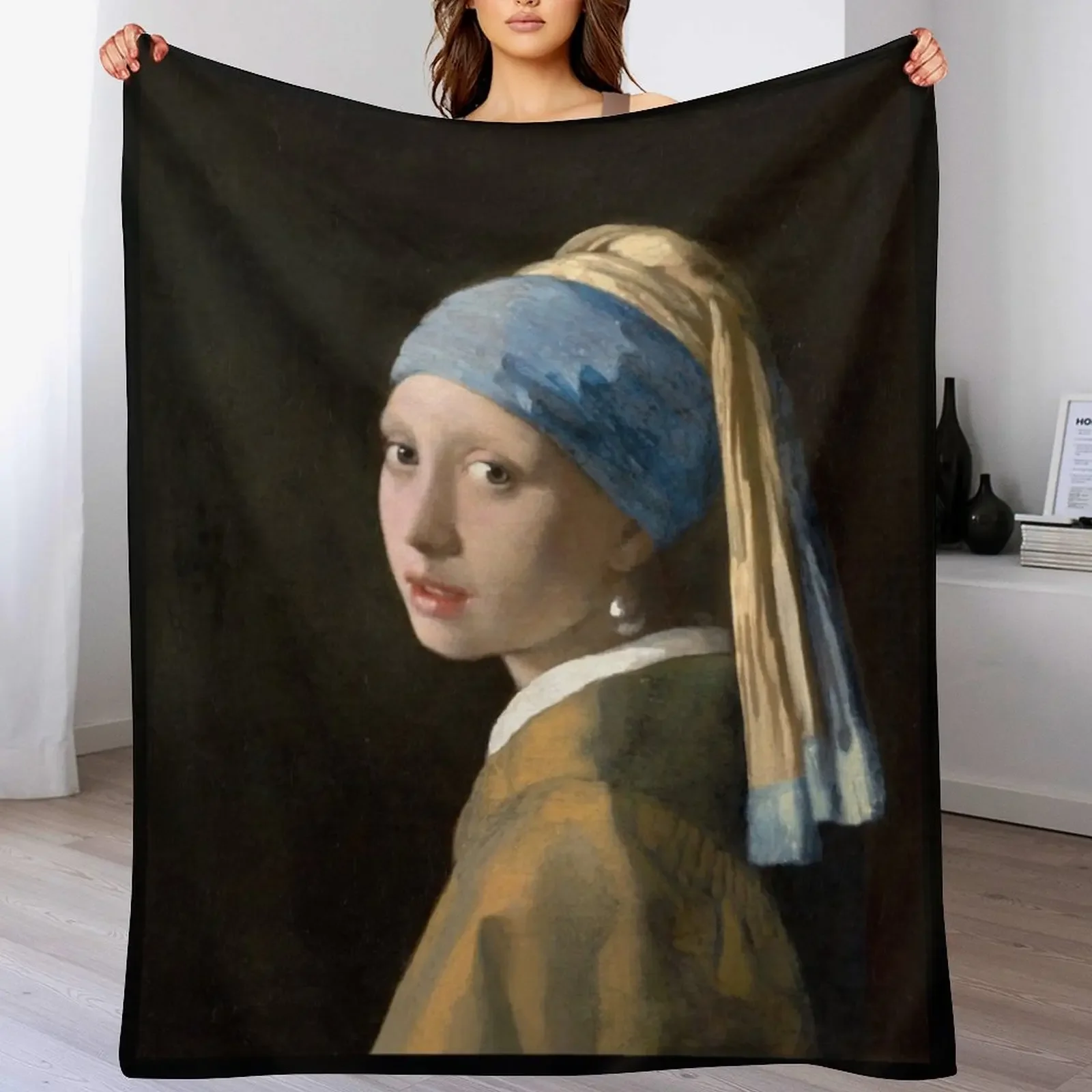 Girl with a Pearl Earring Throw Blanket sofa bed Decoratives Retros Decorative Sofa Blankets