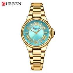 CURREN 9091 Brand Elegant Women's Quartz Watch Business Gold Stainless Steel Waterproof Clock Casual Roman Luxury Ladies Watches