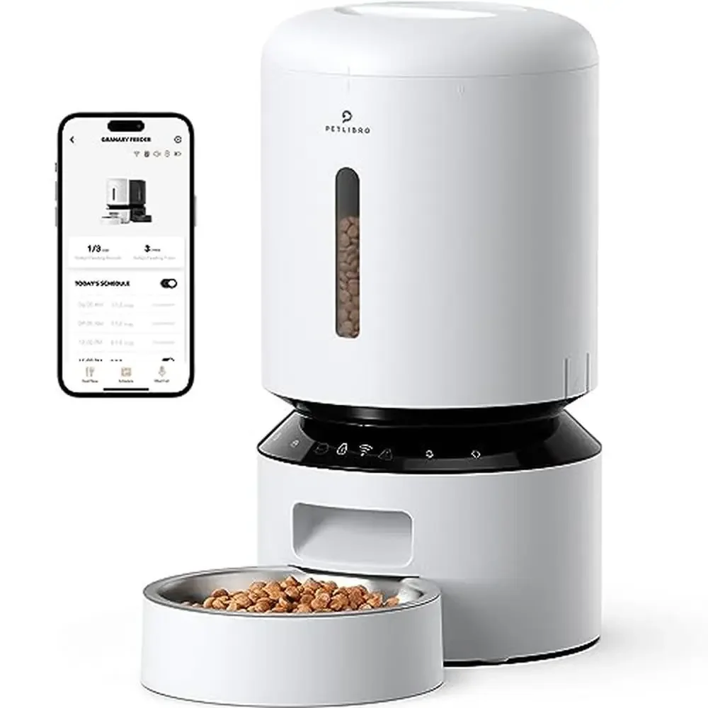 5G WiFi Automatic Pet Feeder Freshness Preservation 5L Timed Feeder Low Food Sensor Up to 10 Meals Smart Notification Steel Bowl