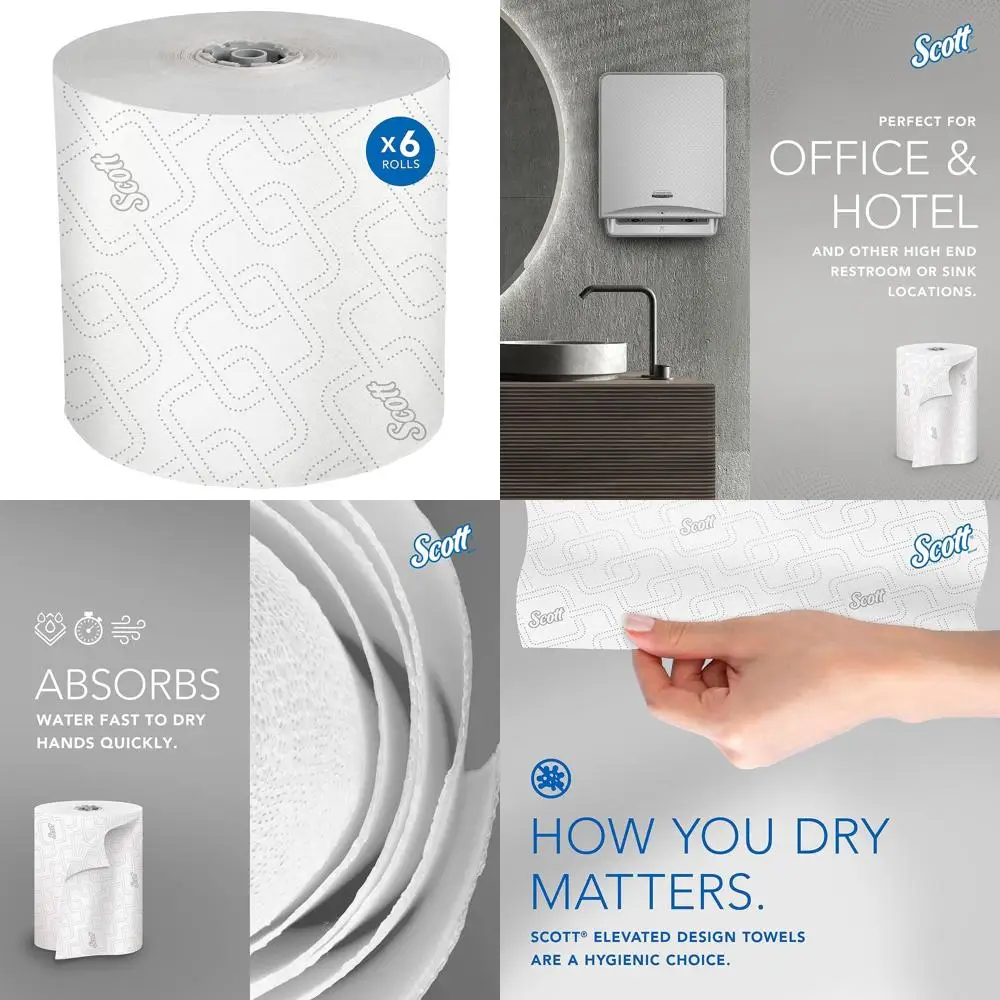 

High-Capacity Hard Roll Towels, Enhanced Design and Absorbency, White, 1150 ft/Roll, 6 Rolls/Case, 6900 ft/Case