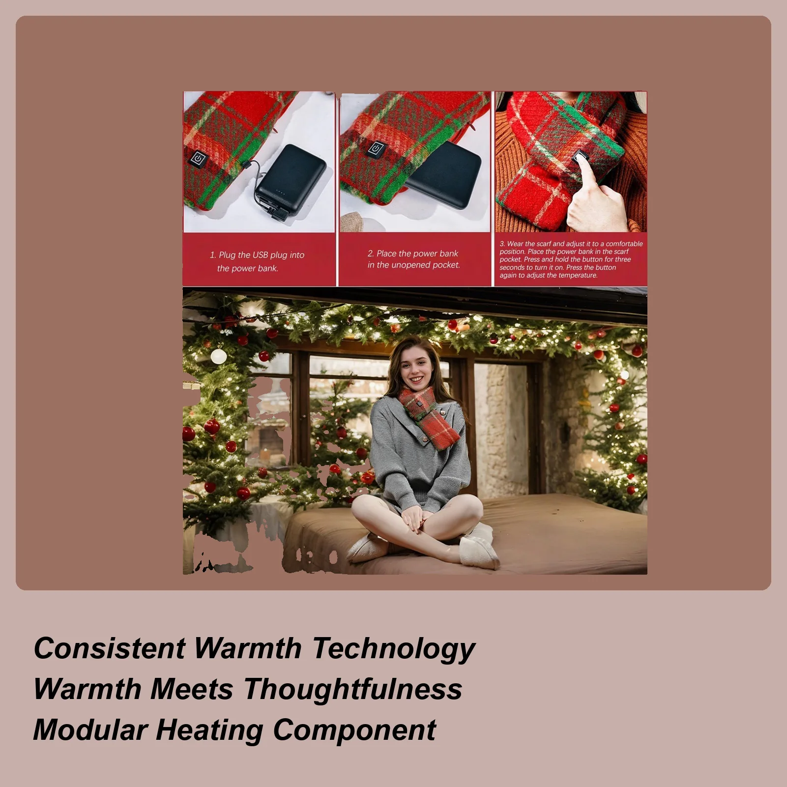 Bufanda calefactora con temática navideña, calentador de cuello para clima frío, bufanda calefactora eléctrica para mujeres, hombres, él, sus adultos, padre, madre