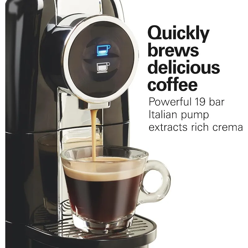 Espresso Machine, Compatible with Nespresso Pods, Single Serve Coffee Maker, Powerful Italian 19 Bar Pump