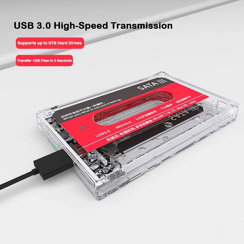 External HDD Case Hard Drive Box USB 3.0 2.5 Inch SATA 3.0 Mobile HDD Enclosure Support UASP for PC Laptop