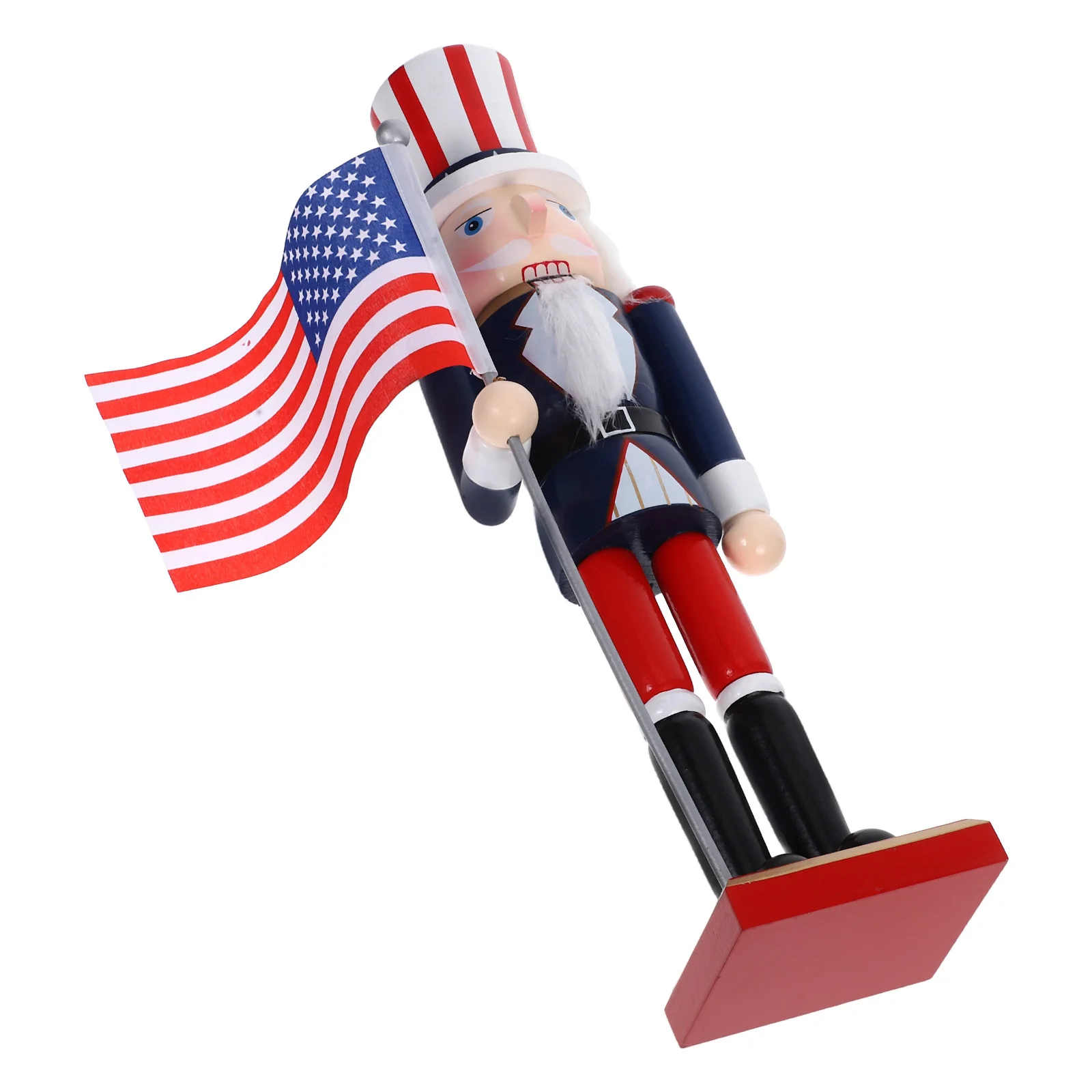 

38cm Wooden American Nutcracker Soldier Statue Usa Flag Patriotic Christmas Decor Classic Nutcracker Shelf Table