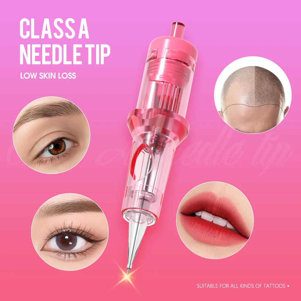 Ambition 1RL 20pcs Pink Tattoo Cartridge Needle Size 0.2mm 0.25mm 0.3mm 0.35mm Round Liner Mix Needle for Tattoo Machine Supply