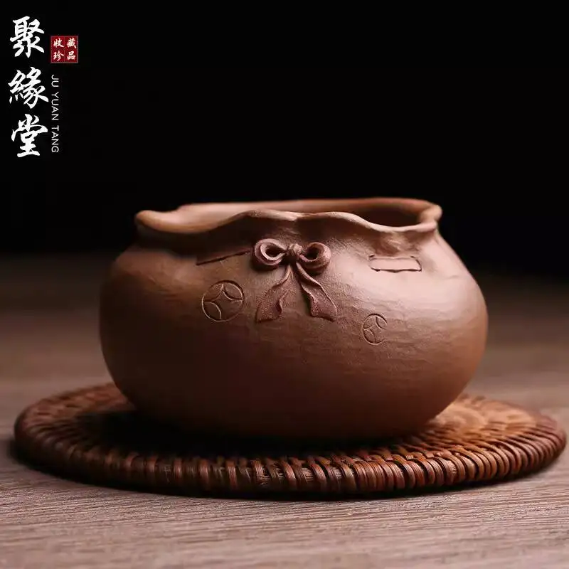 

Yixing Original Purple Clay Master Tasting Pure Handmade Famous Artist's Money Bag Single Cup, Kung Fu Set, Tea Utensils