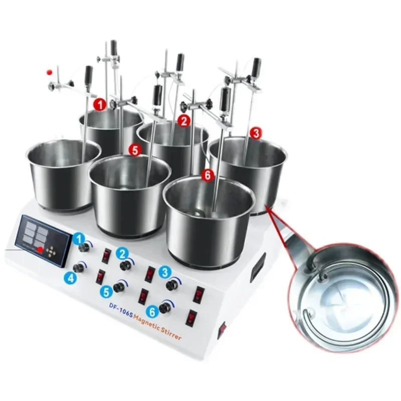 Portable  Heated Magnetic Stirrer Digital Display Constant Temperature Magnetic Stirrer Laboratory 246 Multi-unit Collector