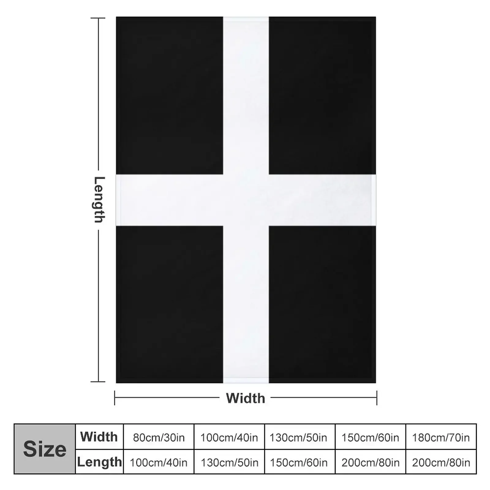 Flag of Cornwall, St. Piran's Flag Throw Blanket couch cozy soft plush fuzzy picnic outdoor blanket