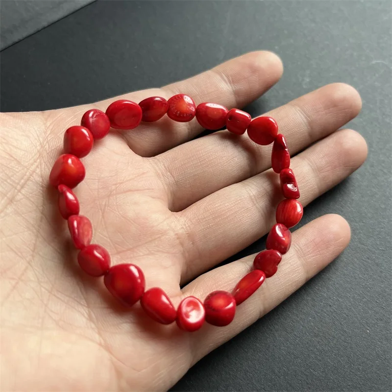 Hot Sale Irregular Nugget Red Coral Bracelet Genuine Natural Stone Exquisite Gemstone Friendship Lovers Fashion Jewelry Gift