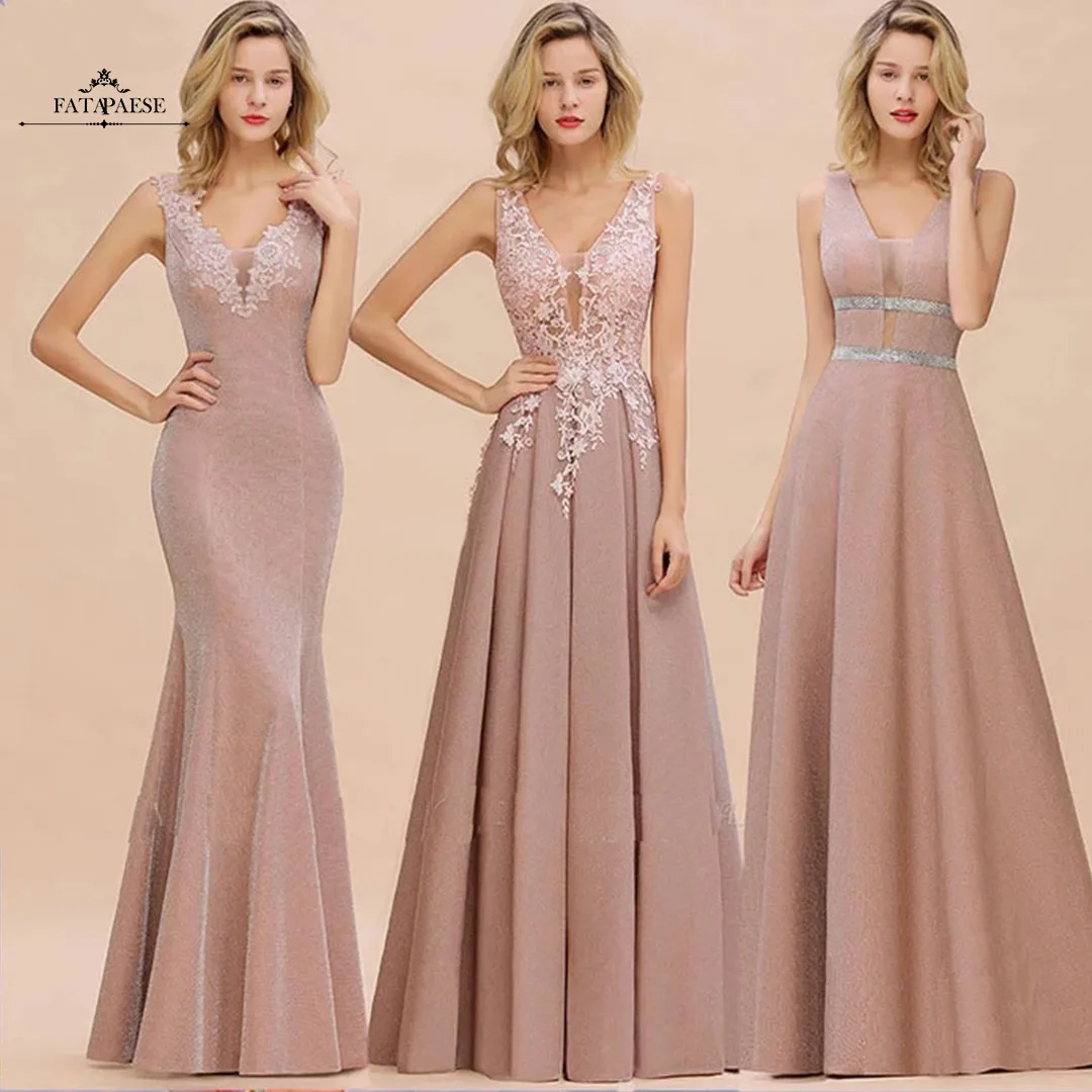 

FATAPAESE Sexy Glitter Evening Dress Sweetheart V Neckline in Nude Illusion Gown Three Silver Belts Define Waist A Line Skirt