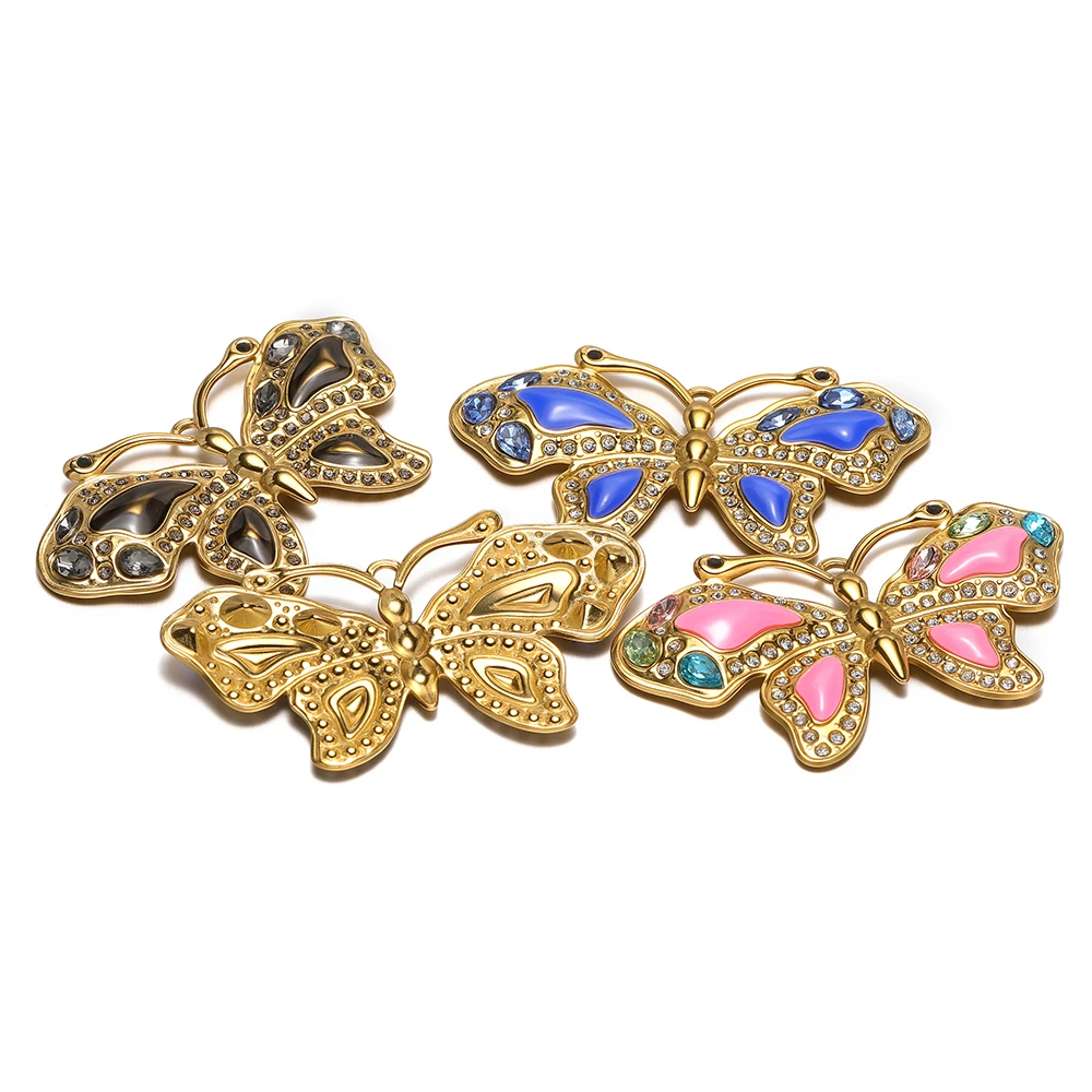 

2 шт., подвески-бабочки из нержавеющей стали с кубическим цирконием, ювелирные изделия «сделай сам», ожерелье, браслет, подвески, фурнитура, аксессуары для изготовления серег