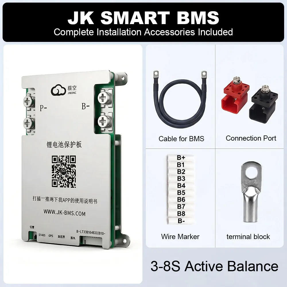 JK Smart BMS V19 8S 24V 300A Active Balancer Bluetooth  with