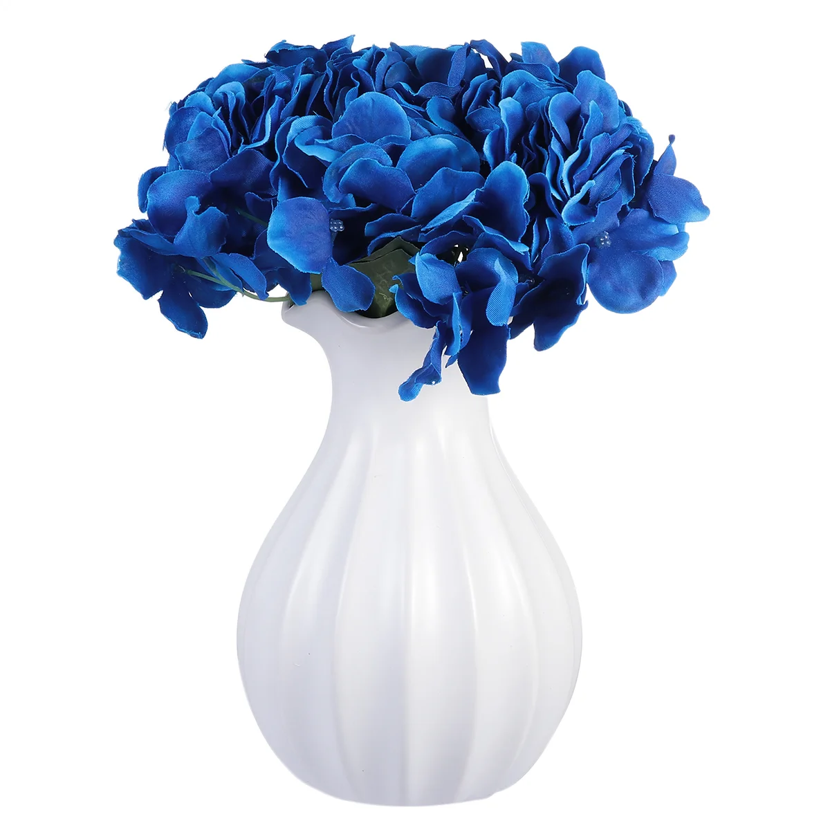 Hydrangea Silk Flowers Heads Artificial Decor Life-Like Ornament Bride Bouquets for Wedding Blue Cloth