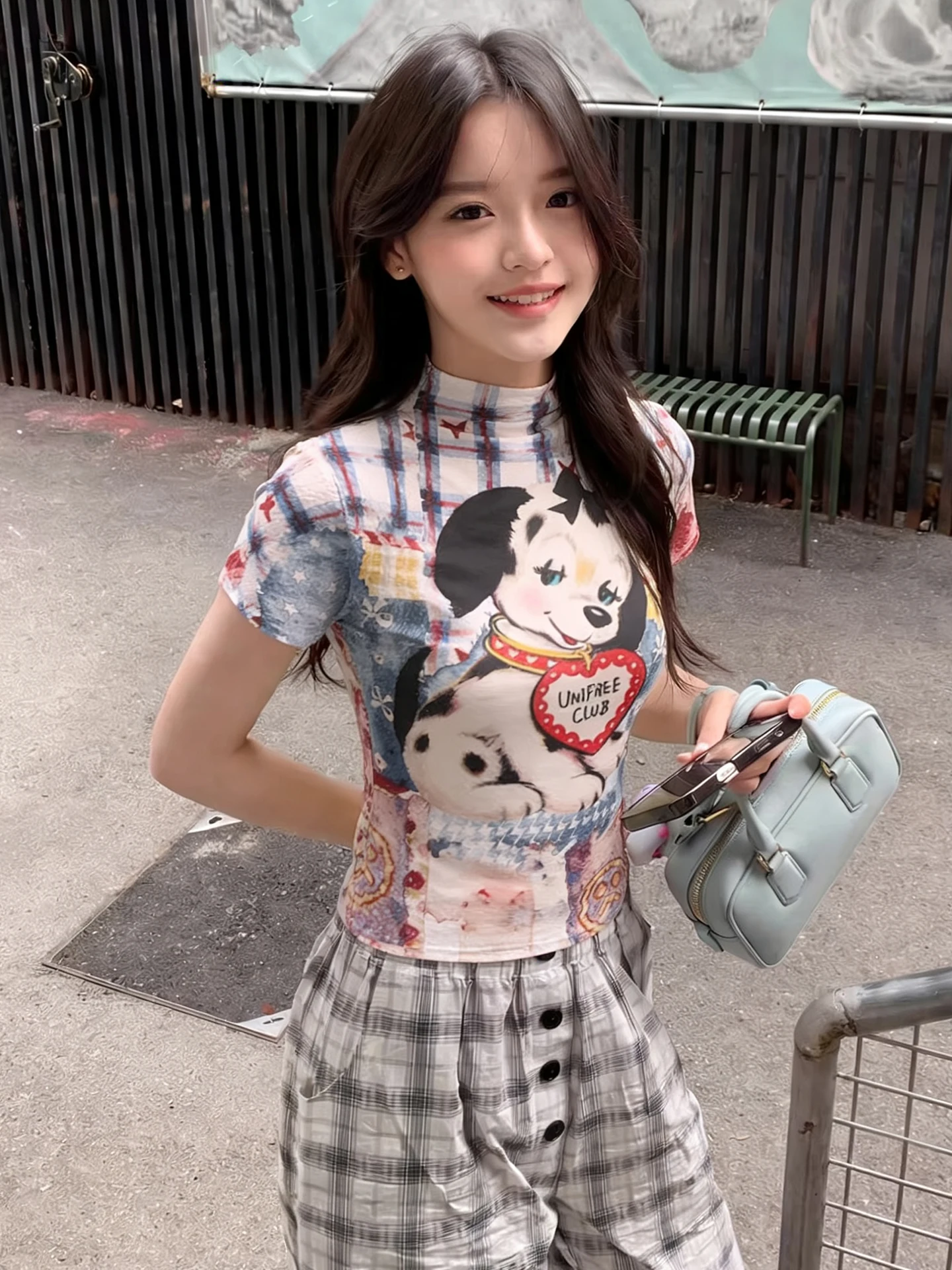 Summer Fun Dog Painting Print Short Sleeve Slim Fit Women's T-Shirt  Girl Style Comfortable Breathable Polyester Blend