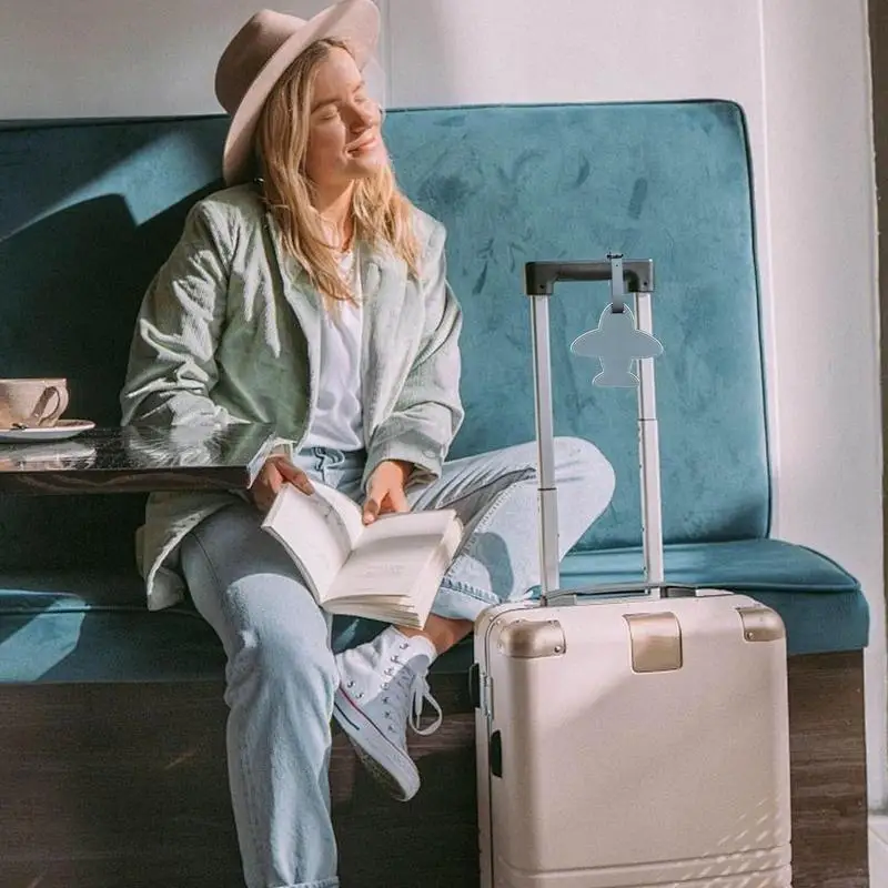 ป้ายติดกระเป๋าเดินทางแบบป้ายกระเป๋าป้ายแท็กเครื่องบินหนังสำหรับเดินทางแบบตลกสำหรับกระเป๋าถือเดินทางเครื่องระบุกระเป๋าเดินทาง