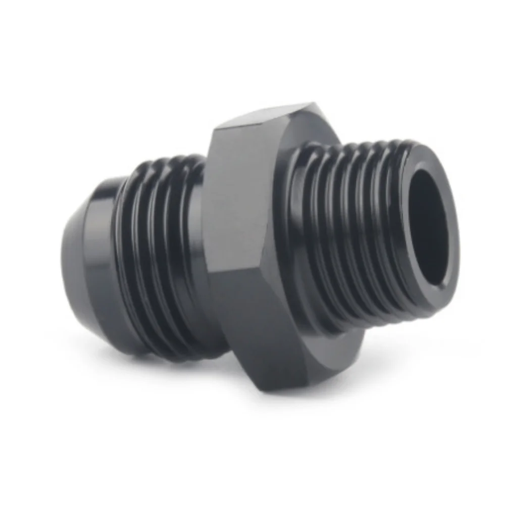AN3/AN4/AN6/AN8/AN10/AN12 Male Flare to 1/4" 1/8 3/8  1/2 3/4 NPT Pipe Fitting Adapter Aluminum Straight Black 2PCS