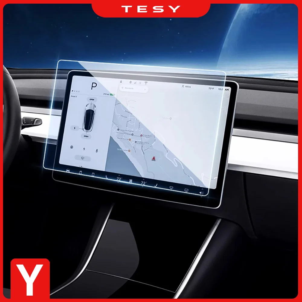 HD Tempered Glass Screen Protector For Tesla Model Y Accessories 2024 2023 2022 Center Display Film Anti-glare