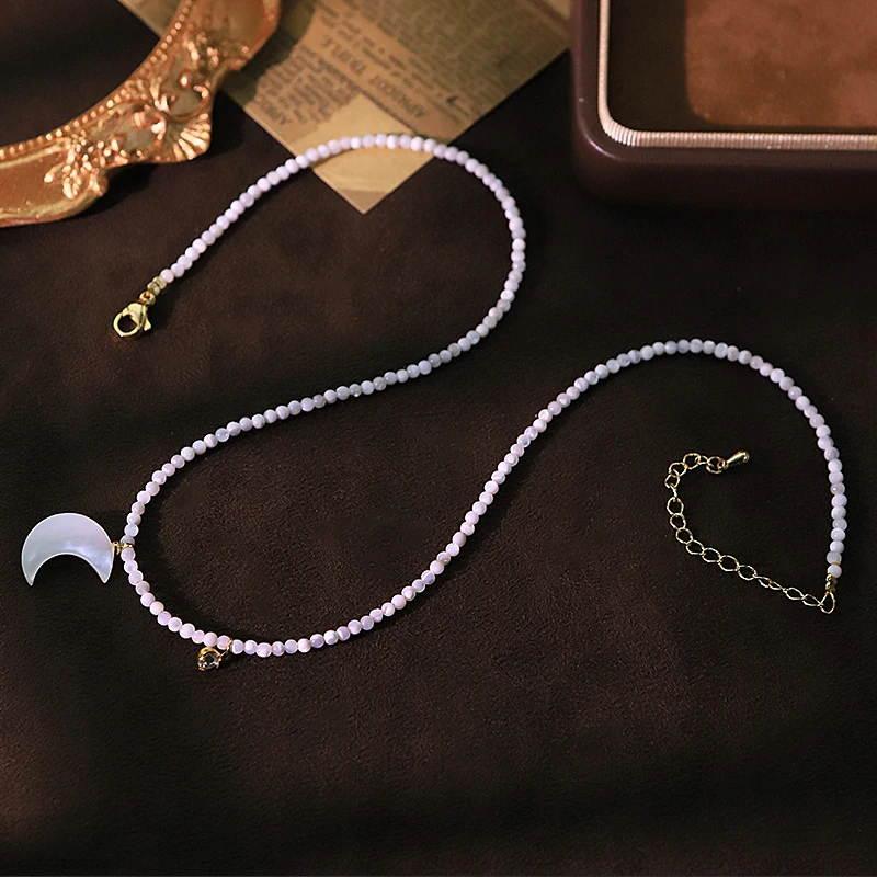 Moon Shell Zircon Necklace Han - огляд і ціна Mother Of Pearl Shell Pendant Necklace