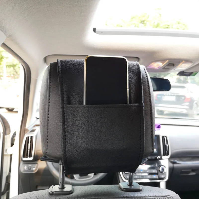 1pc Car Headrest Protector Case Pu Leather Car Headrest Cover Car Accessories