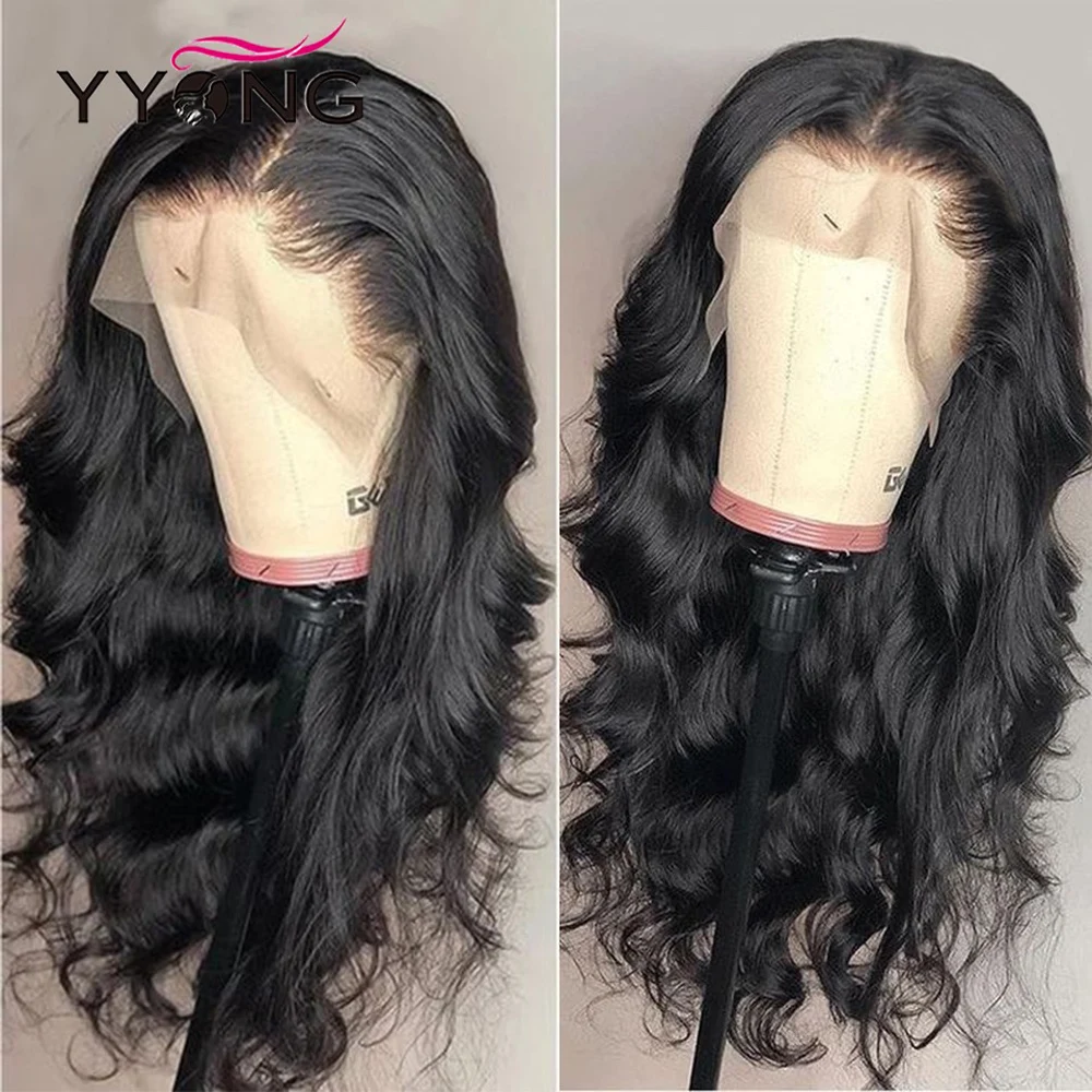 YYong 180% 13x6x1 T Part Lace Frontal Wig Body Wave Human Hair Wig Remy Brazilian Transparent Lace Frontal Wigs For Women