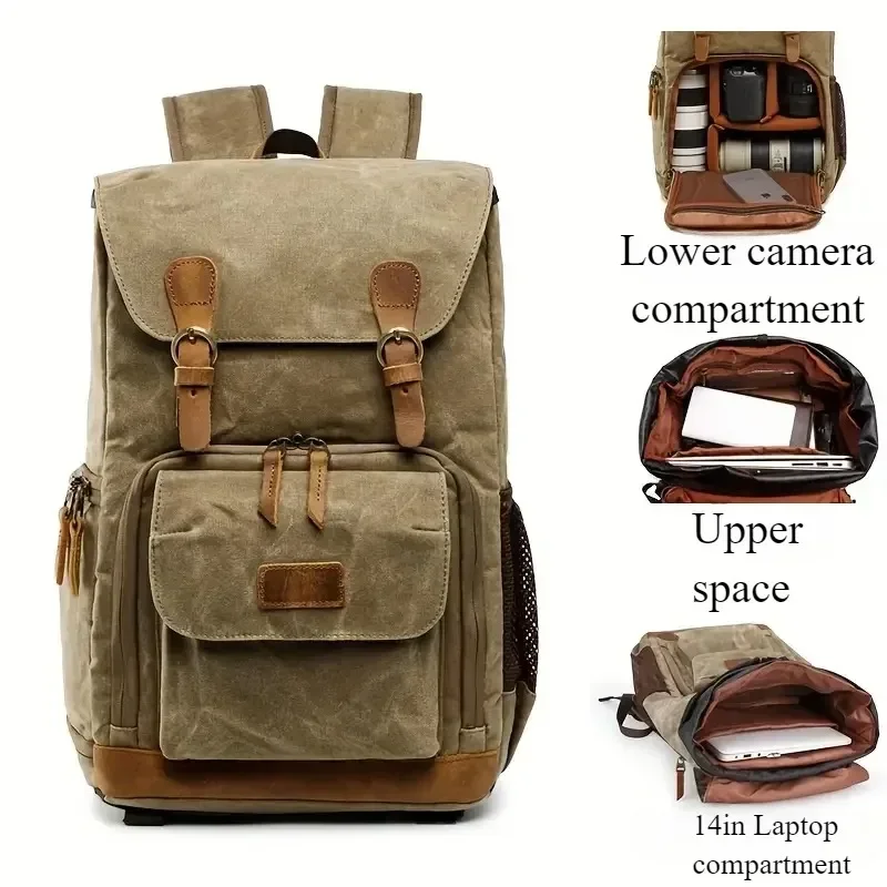 New Camera Backpack Vintage DSLR Camera Bag Waterproof Heavy Duty Photographers Backpack for Students & Adults Hiking Mommy Bags