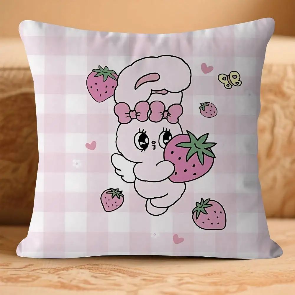 غطاء وسادة EstherS Anime Bunny غطاء وسادة قابل للإزالة وقابل للغسل - كتان ناعم لجميع المواسم
