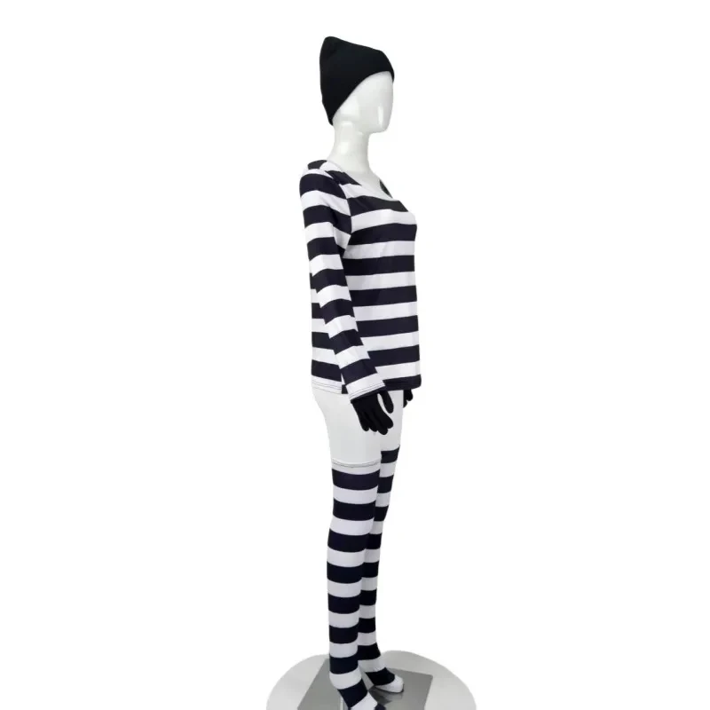 

v;7,e\6' Thief Cosplay Costumes Thiefs Uniform Long Sleeved Striped T-shirt Set Hat Sock Accessories Halloween h;3,p\5/