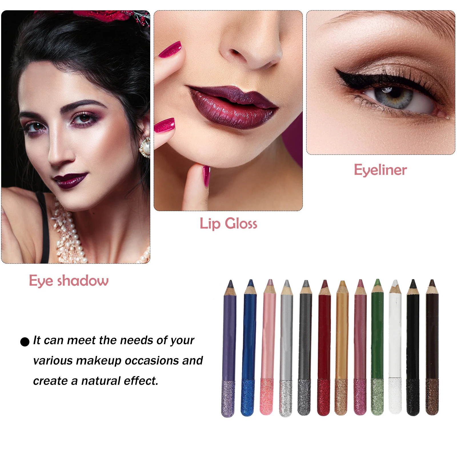 12Pcs Eye Shadow Pen Fashionable Set Ideal Gift for Her Glitter Eyeshadow Pens for Women 12 Colors Makeup Pen