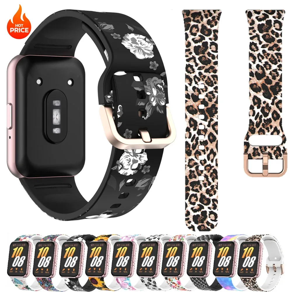 Colored Patterned Silicone Strap For Samsung Galaxy Fit 3 Adjustable Bracelet Wristband For Samsung Galaxy Fit 3 Printed Correa