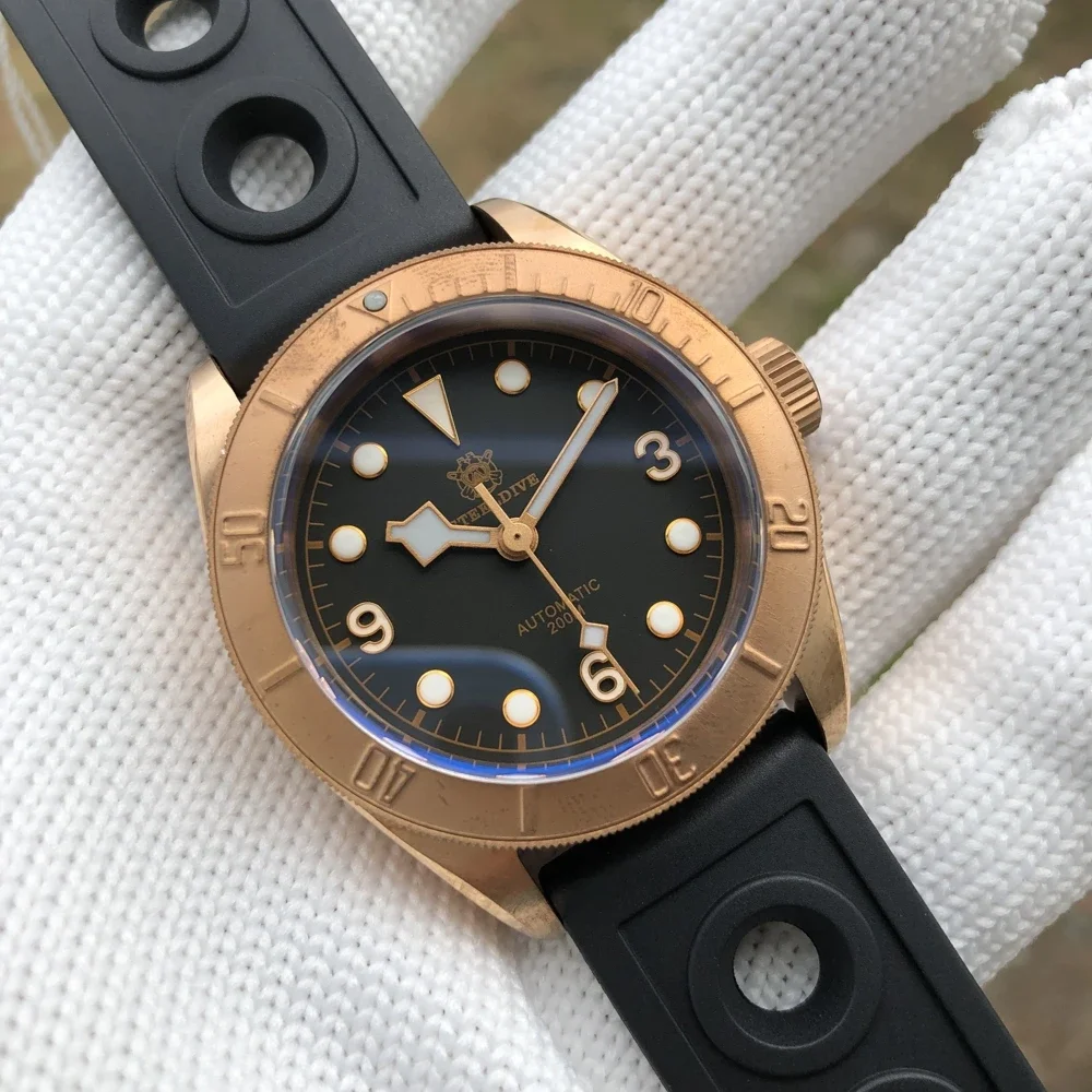 STEELDIVE SD1958S BGW9 Blue Luminous 41MM Bronze Case Sapphire Glass 200M Waterproof NH35 Automatic Dive Watch Bronze Bezel