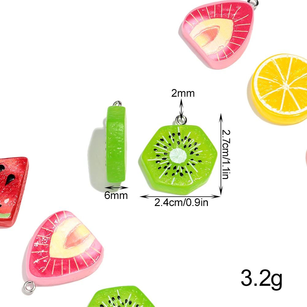 10pcs Fruits Acrylic Charms Cute Resin Strawberry Orange Watermelon Pendant for DIY Jewelry Making Earring Necklace Accessories