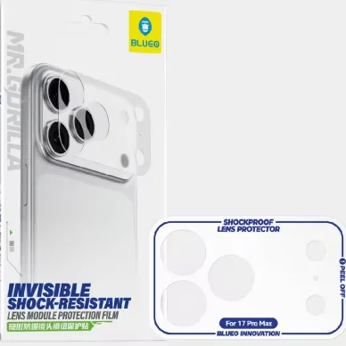 Película de proteção do módulo de lente invisível resistente a choques BLUEO 2025 para IPhone 17 pro max
