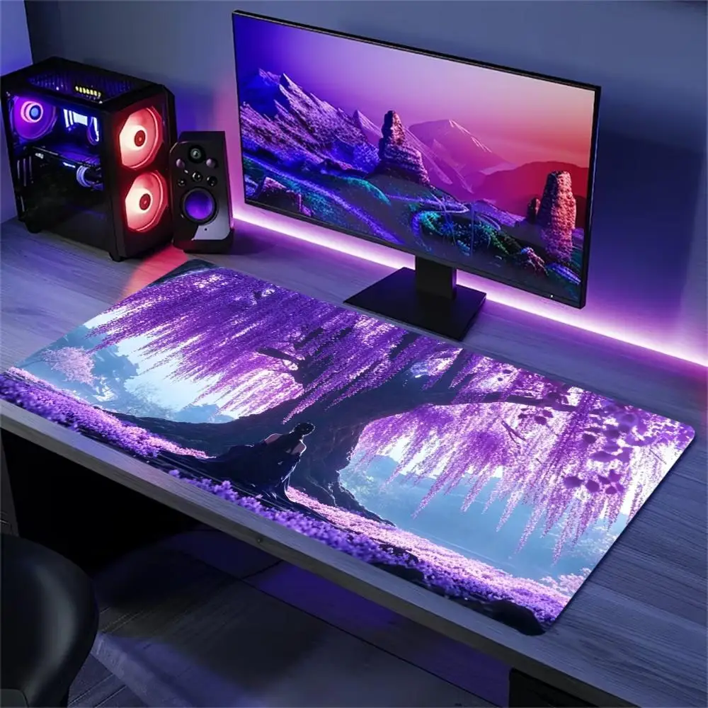Ink Marble Swirl Pattern Large Extended Mouse Pad Non-Slip Rubber Base Stitched Edges Smooth Surface For Office Work And Gaming