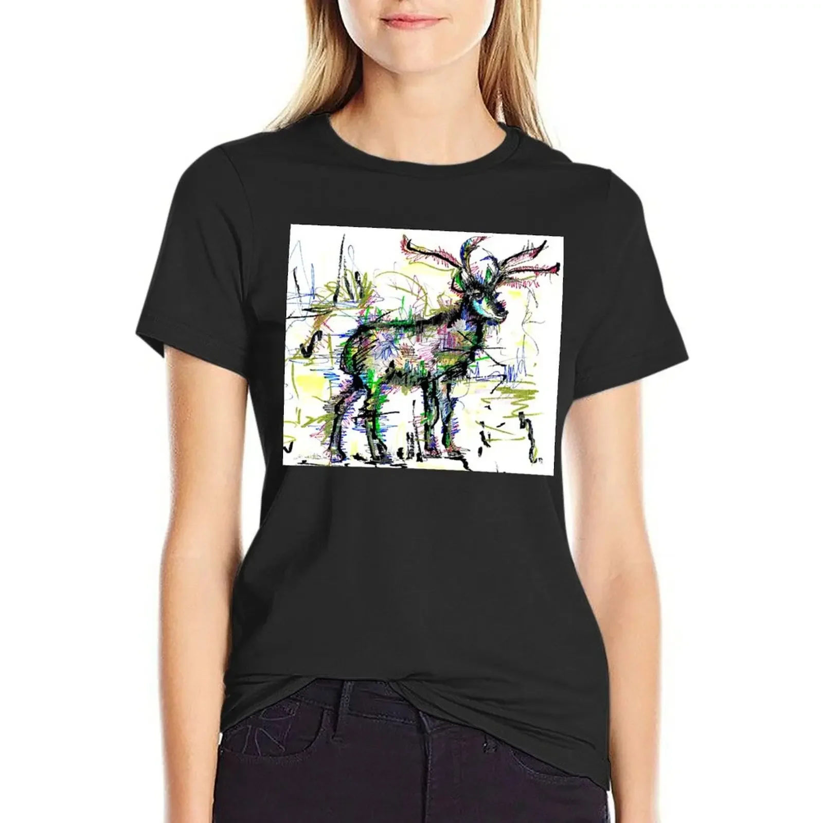 

Deer T-Shirt sublime female animal print shirt for girls white t shirts for Women