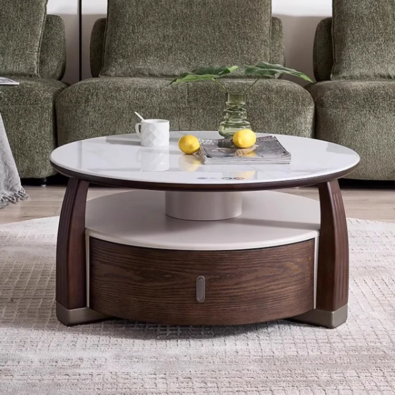 طاولة القهوة المستديرة اللطيفة تحويل الأدراج مصمم رخيصة الملحقات طاولة جانبية غرفة نوم أثاث غرفة المعيشة البسيطة #4