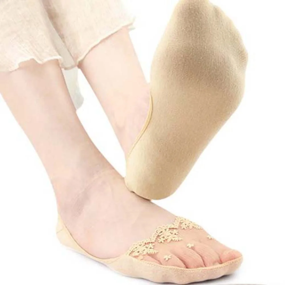 

Soft Cotton Hosiery Lace Boat Socks Elastic Silicone Forefoot Socks Invisible Thin Half Feet Socks Girls