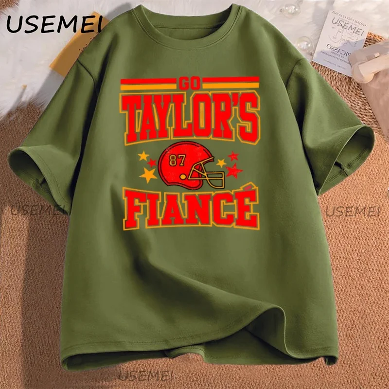 الذهاب تايلورز خطيبة تي شيرت لعبة كرة القدم يوم تي شيرت Crewneck قصيرة الأكمام المطبوعة التي شيرت الملابس النسائية الشارع الشهير Y2k تيز