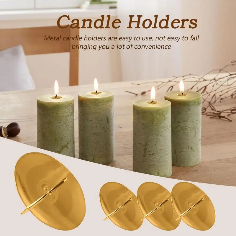 4pcs Metal Candle Holders Candlestick Candle Tray Candle Rack Home Round Candle Fixing Holder Iron Candle Stand