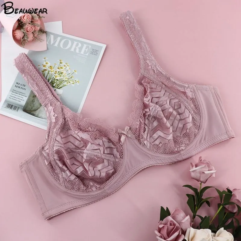 

Beauwear Sexy Lace Push Up Bra Adjusted-straps Bras For Women Ultra-thin Bralette Lingerie Intimates Plus Size 40 42 44 46 B C D