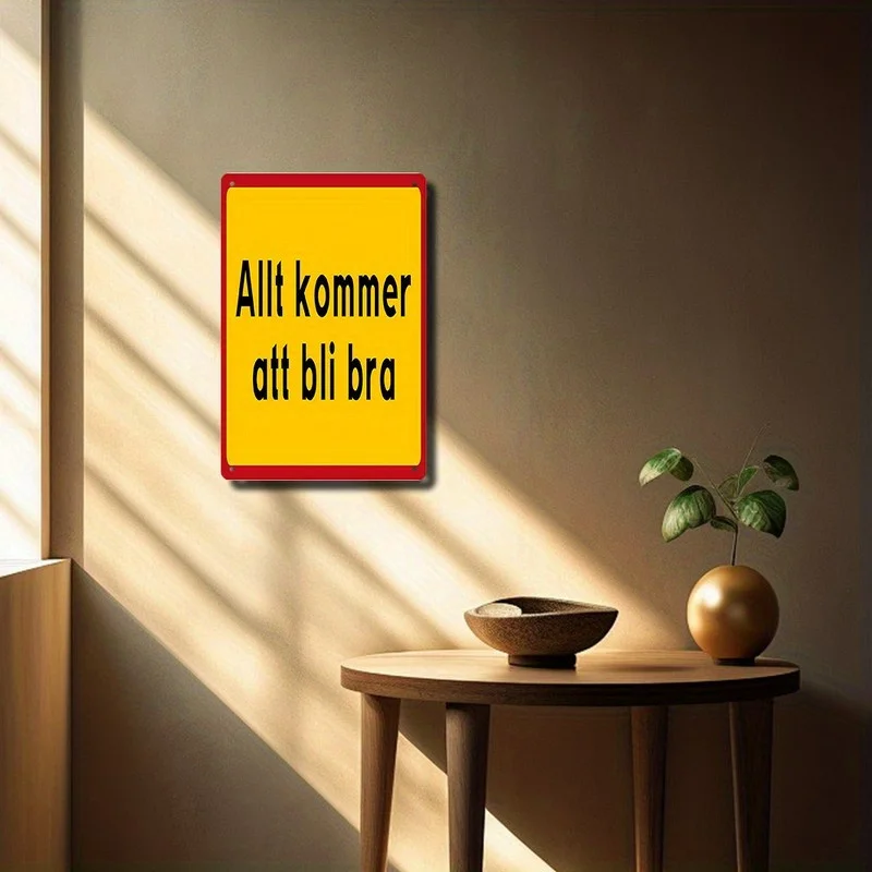 CIFbuy Modern Scandinavian Allt Kommer Att Bli Blå Aluminum Wall Art Waterproof Wear Resistant Office Cafe Bathroom Home Decor