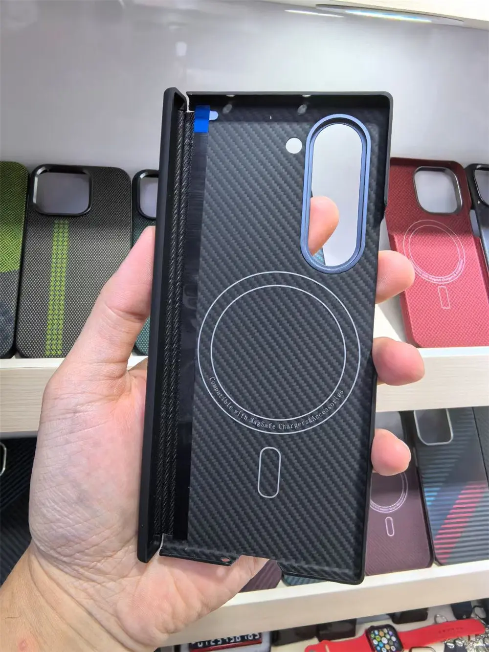 เคสคาร์บอนไฟเบอร์อะรามิดระดับพรีเมียมแม่เหล็กสําหรับ Samsung Galaxy Z Fold7 บานพับฝาหลังป้องกัน