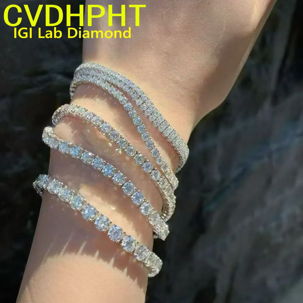 14K 9K White Gold 2.5MM 3MM 3.8MM  4.3MM Each Round Cut VVS-VS DEF Beautiful Diamond Tennis Bracelet For Lady Hight Quality Jew