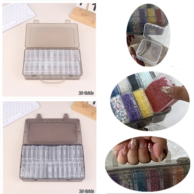 

[THG] 20/26Pcs Transparent Plastic Craft Storage Box Portable Multifunctional For Jewelry Beads DIY Art Supplies