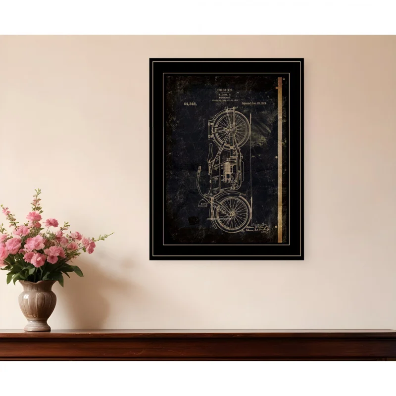 

Black Framed Motor Bike 3D Wall Art hanging decoration Durable Home Decor Print for living room Shipping from the USA