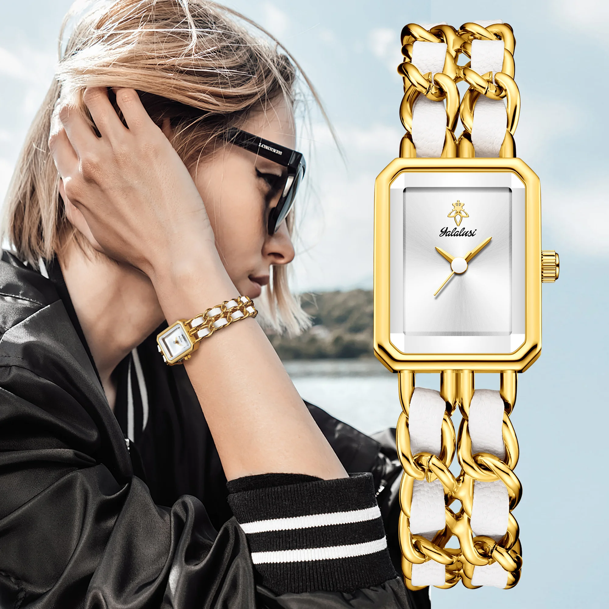 ساعة كوارتز نسائية جديدة ذات قرص مربع عتيق من العلامة التجارية YaLaLuSi متعددة الاستخدامات للارتداء اليومي، هدية مثالية للعطلات #2