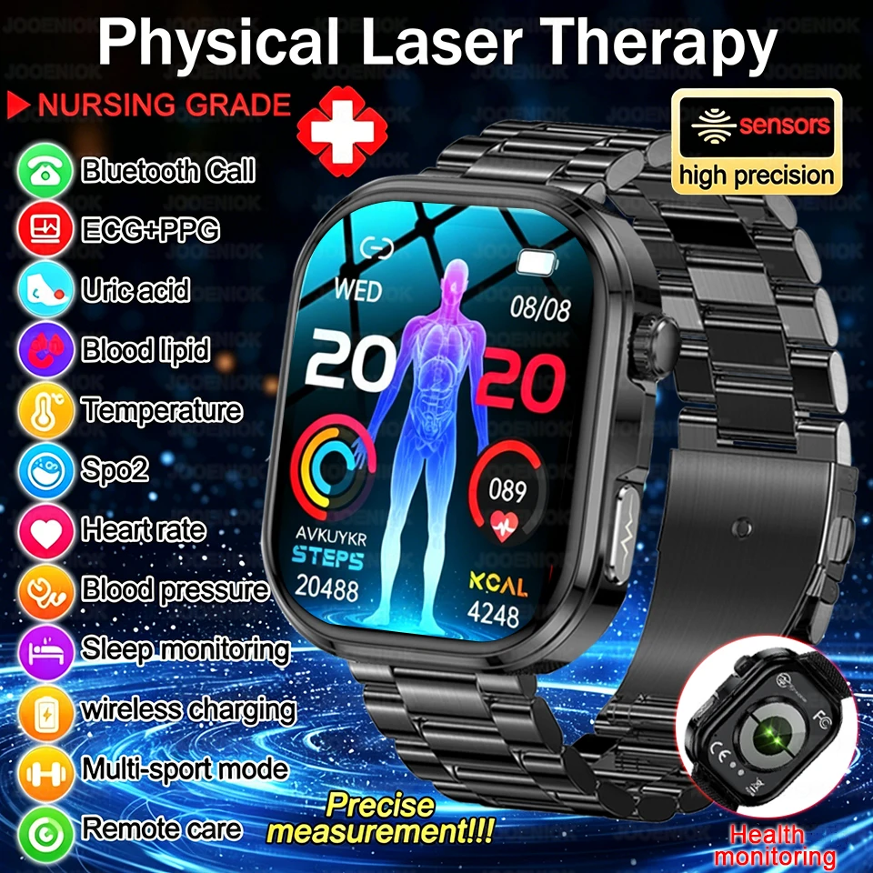 New Health Measurement SmartWatch Men Blood Oxygen Uric Acid ECG+PPG Body Blood Pressure HD Bluetooth Call Watch For iOS Android