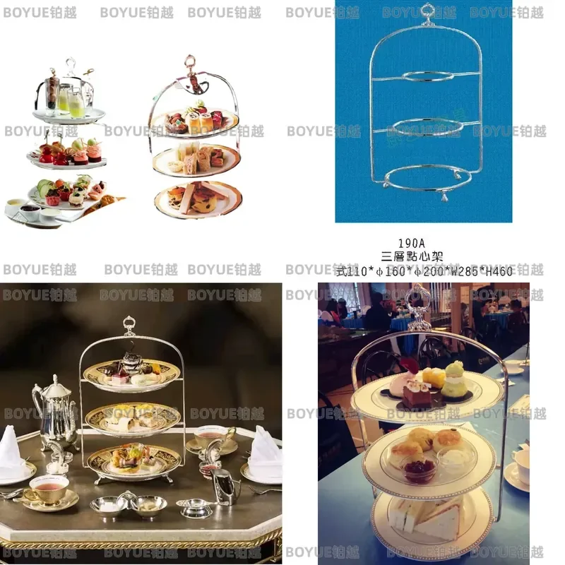 Gold Silver Plated Stainless Steel 3 Tier Cake Stand Dessert Display Rack for Afternoon Tea Party Cupcake Holder Table Decor