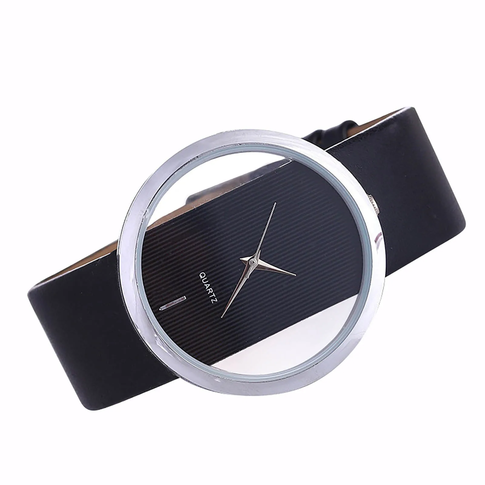 Montres à quartz étanches avec bracelet en cuir pour femmes, montres à cadran rond, design évidé, décorations de mode