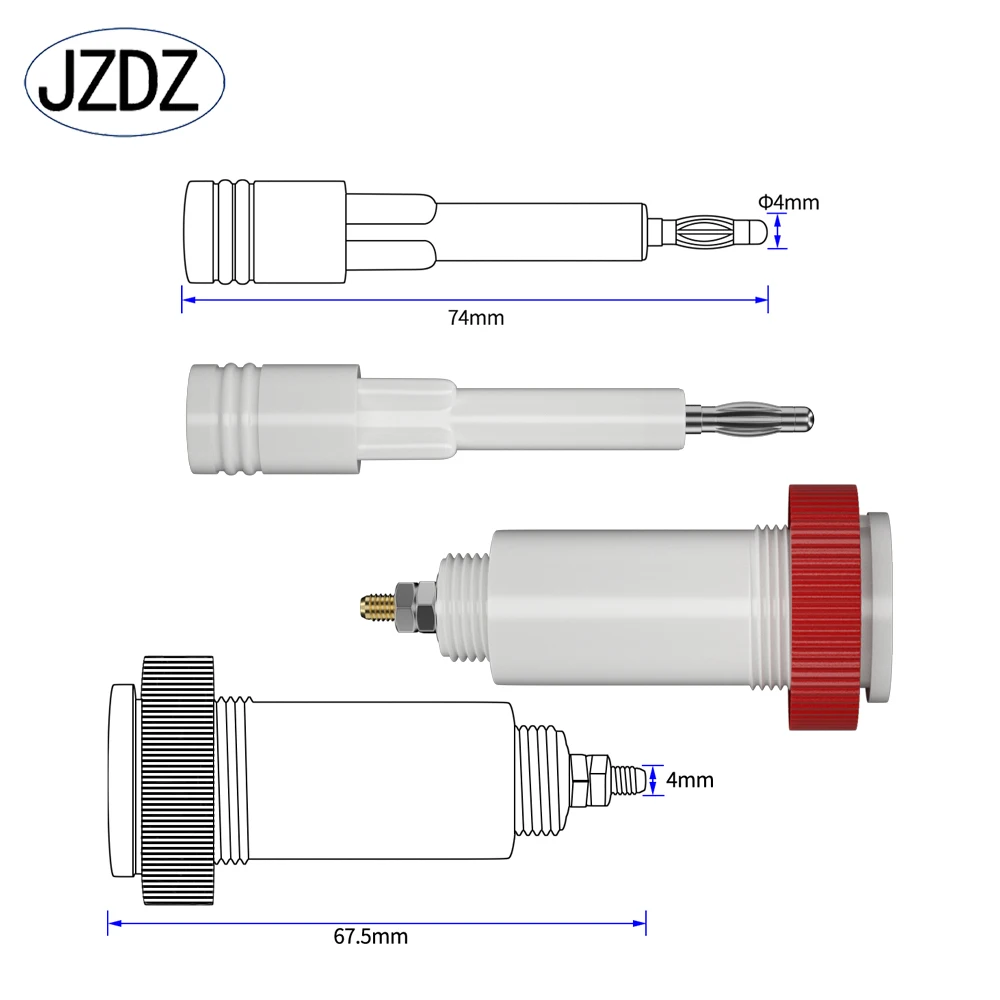 JZDZ 1 Pair 4mm Banana Cross Jack Brass Core 10KV High Voltage Connector Plug and Socket J50039